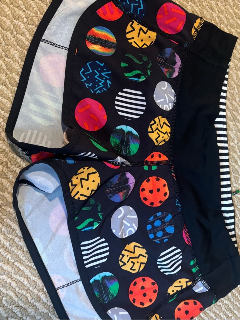 lululemon athletica Black Multicolor Dot Print Running Shorts